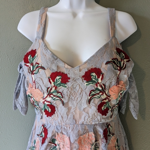 Hope & Ivy Embroidered Lace Midi Dress Size 4 NWT - Picture 3 of 11